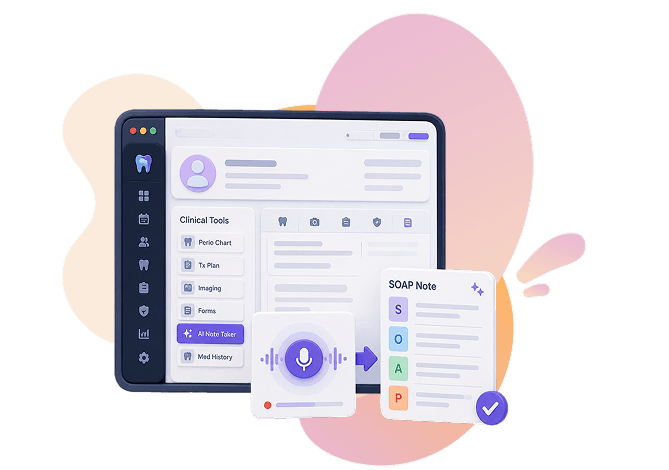 DentuluPro web portal showing AI Note Taker inside patient chart