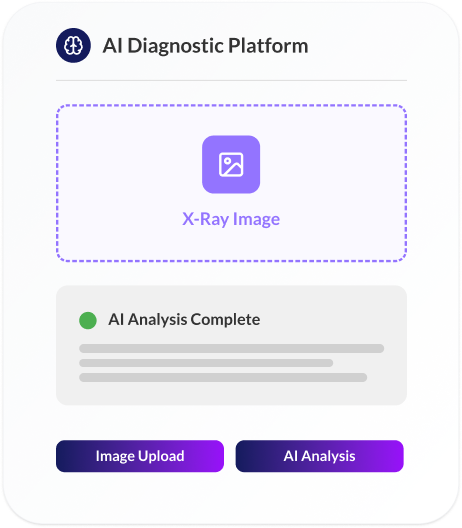 AI Diagnostic Platform interface showing X-ray image processing and AI analysis results
