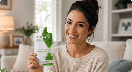 Patient holding LumiCare product