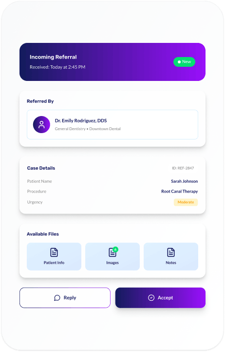 Referral case details interface