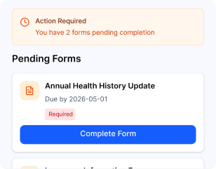 Digital forms for patient intake and health history