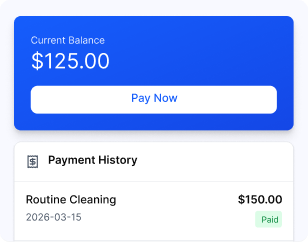 Make payments screen with billing and payment history