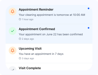 Track appointments notifications and reminders interface