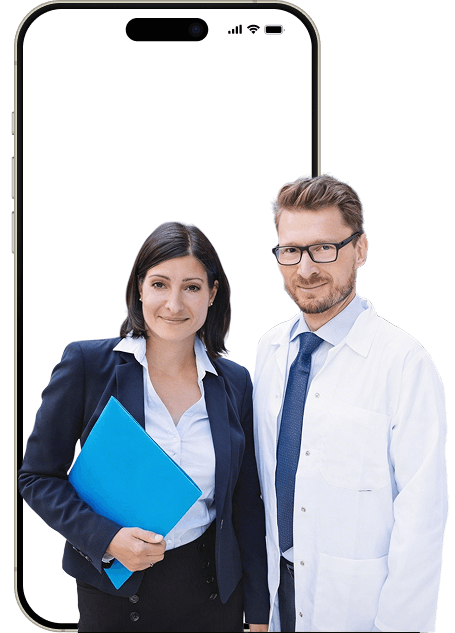 Career builders professionals inside mobile frame