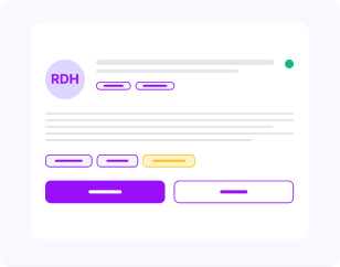 Professional profile interface with credentials and experience