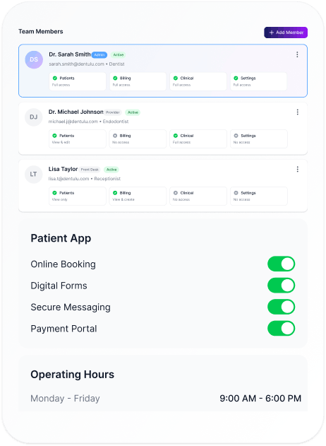 Office management dashboard interface
