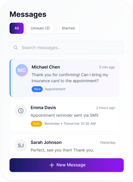 Patient communication messaging interface