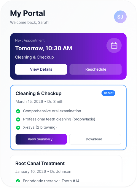 Patient portal and mobile apps interface