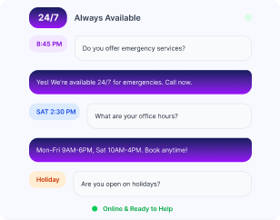 24/7 chatbot availability interface