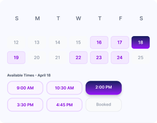 Appointment booking calendar interface