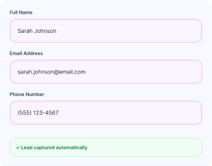 Lead capture form interface