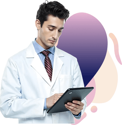 Dentist using tablet
