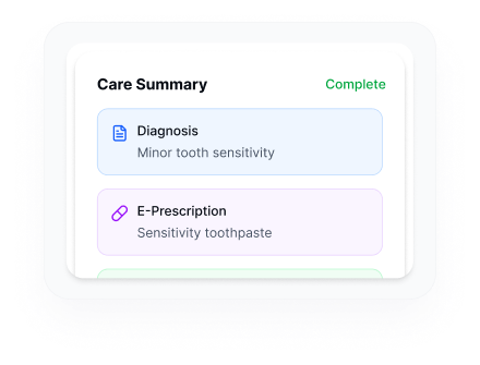 Receive care plan interface