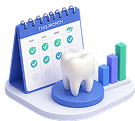 Oral health tracking dashboard with calendar and analytics