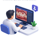 Dentist reviewing patient images remotely on computer