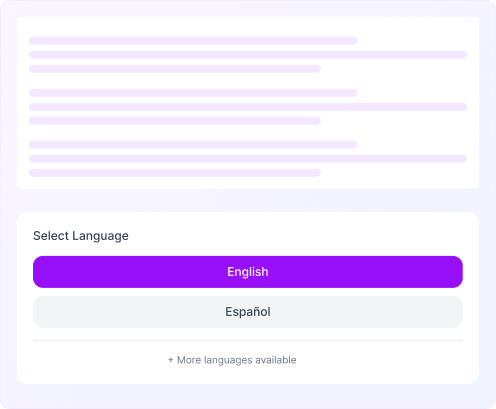 Language selection interface