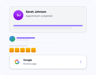 Review request interface prompting patients for feedback