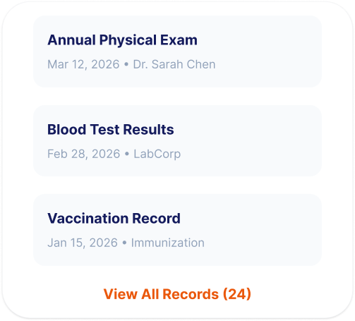 Patient records and treatment history interface