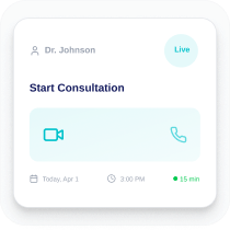 Video consultation screen representing start video calls from app