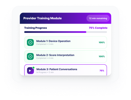 Training module screen