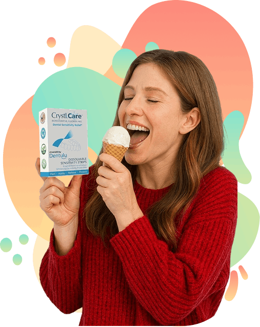 Dentist holding CrystLCare product pack