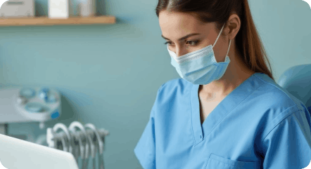 Hygienist using mobile app to manage patient care