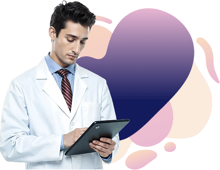 Dentist using tablet