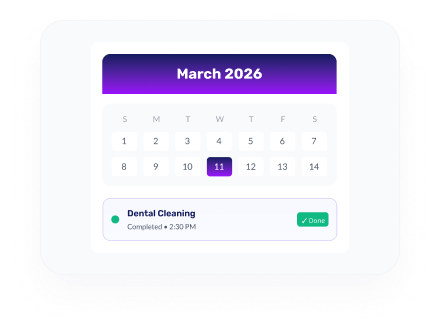 Appointment calendar showing completed visit