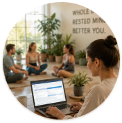 Wellness center consultation and sleep screening discussion