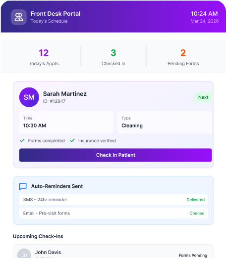 Scheduling and patient intake interface