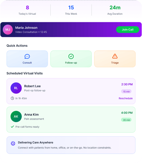 Teledentistry platform showing virtual consultation interface
