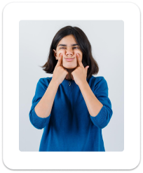 Woman breathing through nose after therapy