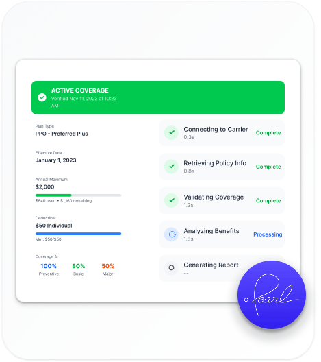 AI roadmap interface showing insurance verification, eligibility checks, and automation features coming soon