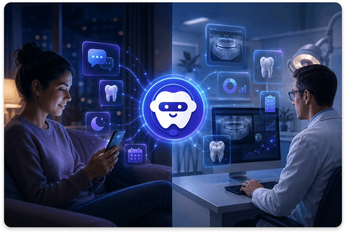 Denvis AI dental technology workspace background