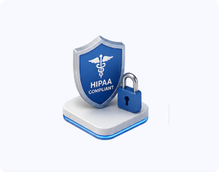 HIPAA compliant security shield with encryption and privacy protection