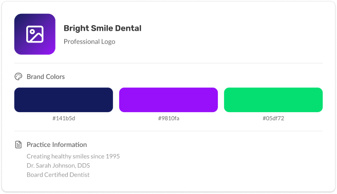 Branding preview with logo colors and practice info