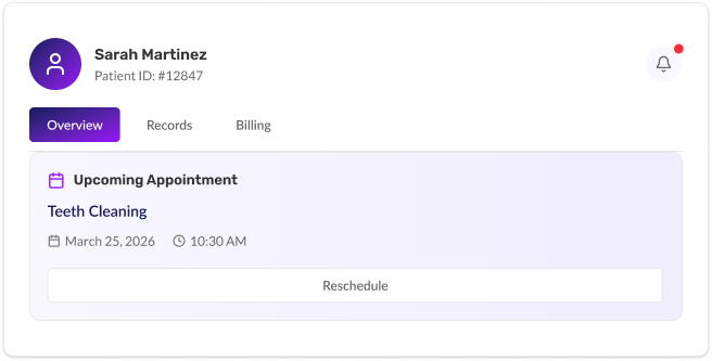 Patient portal dashboard