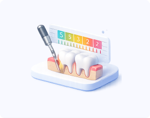 Illustration showing probing depths periodontal charting