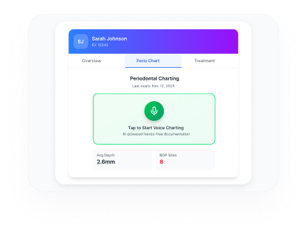 Perio charting recording interface