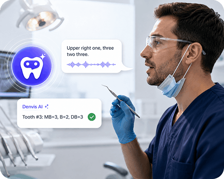 Dentist using voice charting periodontal documentation system