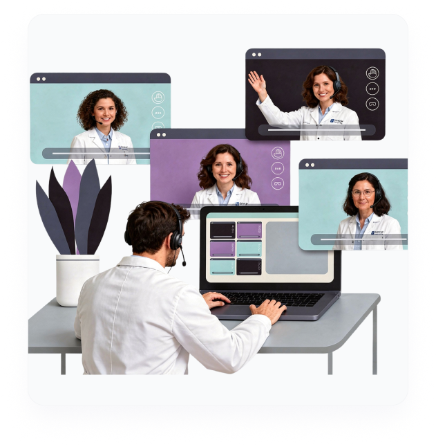 Doctor reviewing patient dental photos through online consultation dashboard